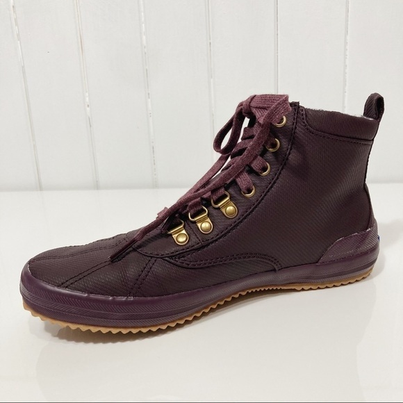 Keds Scout Burgundy Matte Twill Water Resistant Lace Up Boots Size 7.5 - Picture 3 of 16